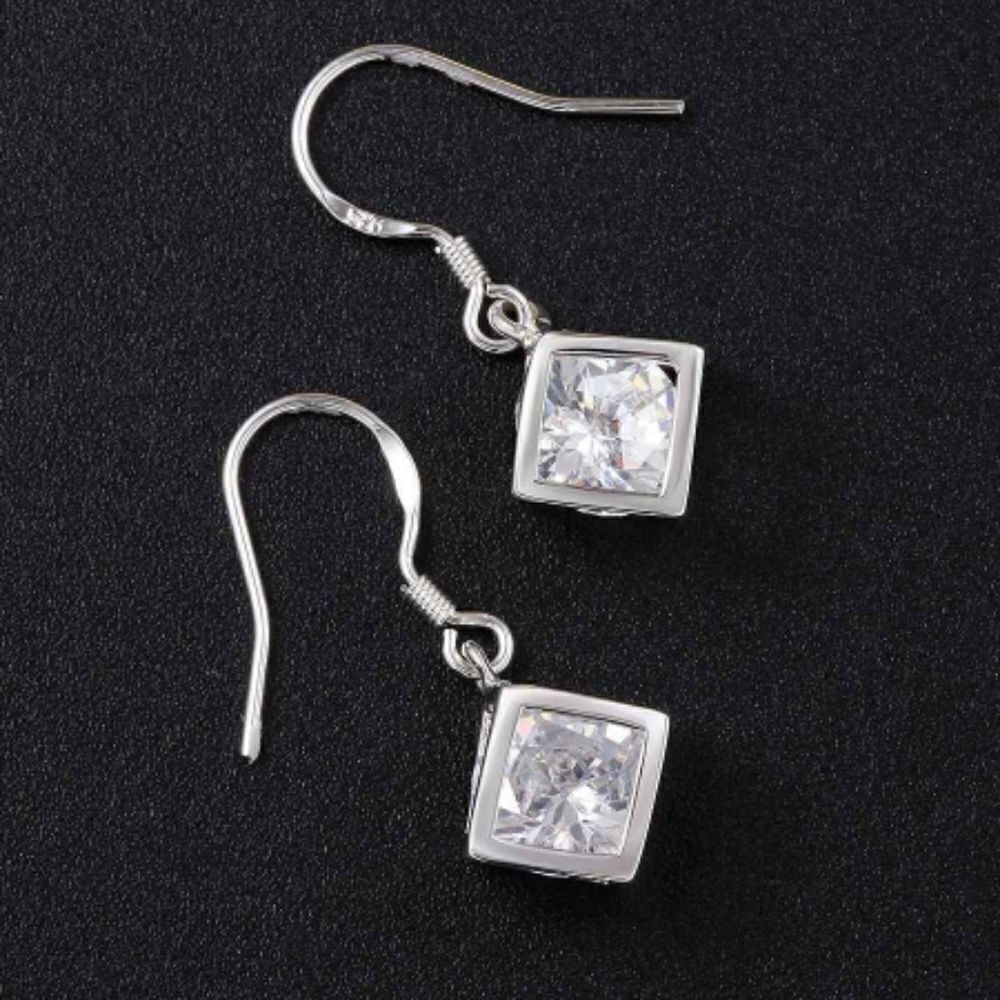 Crystal In a Box Drop Earrings - Picture 2 of 3